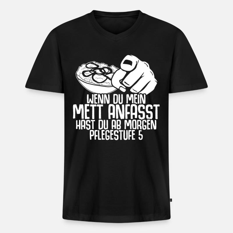 Mettbrötchen Hack Mettfleisch Mett - Männer Premium Bio T-Shirt mit V-Ausschnitt - Schwarz