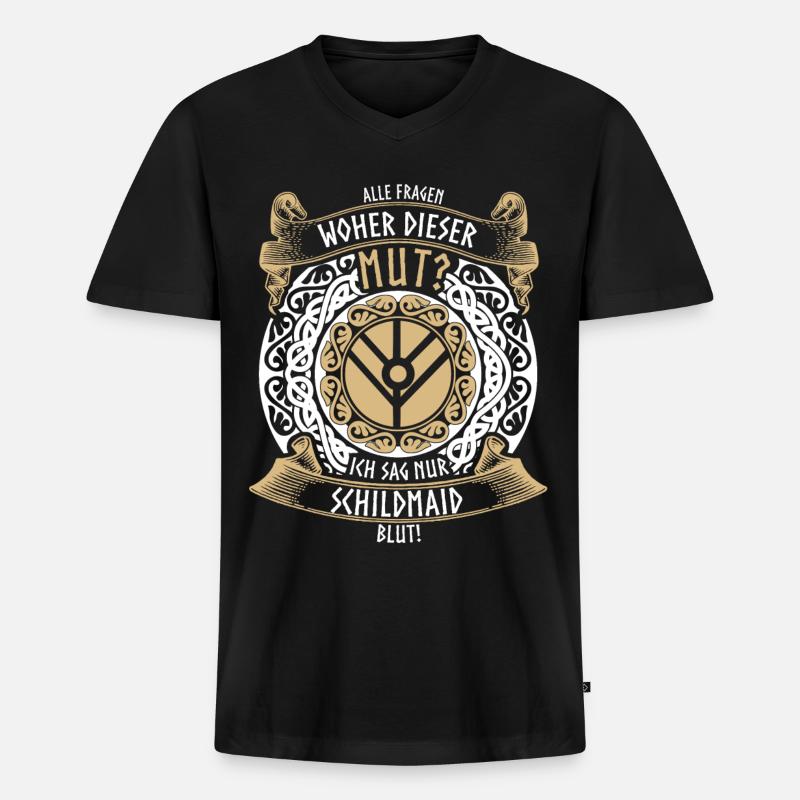 Schildmaid Wikinger Berserker - Männer Premium Bio T-Shirt mit V-Ausschnitt - Schwarz