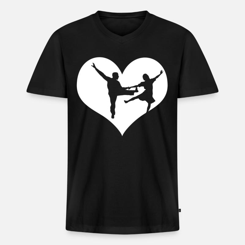 Boogie Woogie Herz Boogie-Woogie Swing - Männer Premium Bio T-Shirt mit V-Ausschnitt - Schwarz