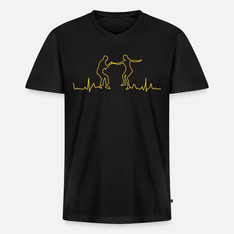 Boogie Woogie EKG Boogie-Woogie Swing - Männer Premium Bio T-Shirt mit V-Ausschnitt - Schwarz