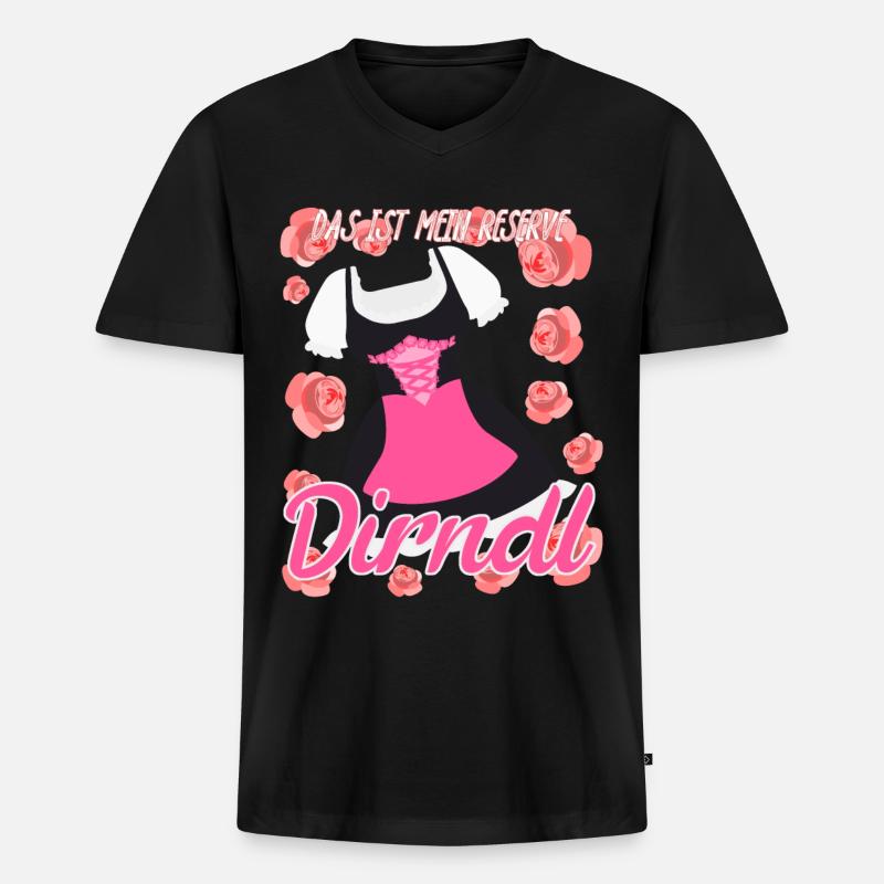 Dirndl Ersatz Trachtenkleid - Männer Premium Bio T-Shirt mit V-Ausschnitt - Schwarz