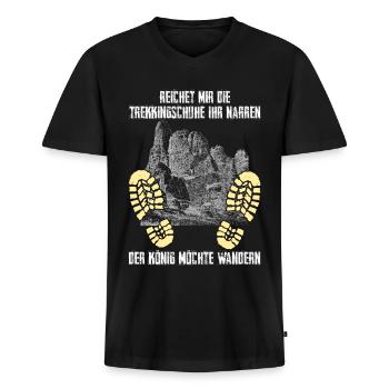 Sächsische Schweiz Wanderschuhe Wandern - Männer Premium Bio T-Shirt mit V-Ausschnitt - Schwarz - Vorne - Nico (187cm)