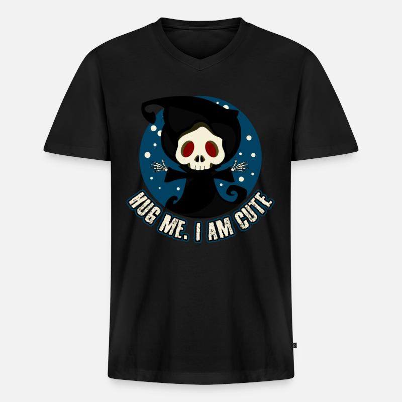 Sensenmann Hug Me Grim Reaper - Männer Premium Bio T-Shirt mit V-Ausschnitt - Schwarz