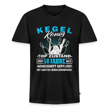 Kegelkönig - Pudelkönig - Kegeln - Kegelverein - Männer Premium Bio T-Shirt mit V-Ausschnitt - Schwarz - Vorne - Nico (187cm)