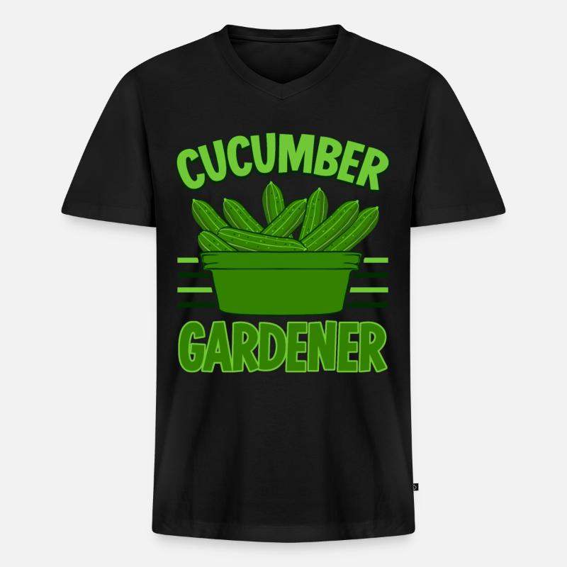 Gurke Gärtner Gemüse Saure Gurken - Männer Premium Bio T-Shirt mit V-Ausschnitt - Schwarz