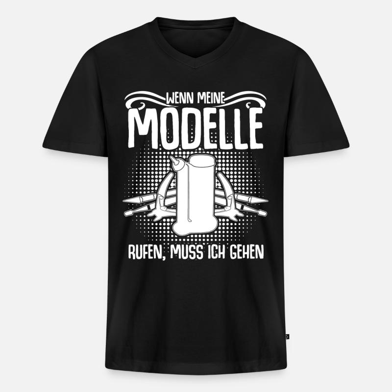 Modellbau Kleber Modellbauer - Männer Premium Bio T-Shirt mit V-Ausschnitt - Schwarz
