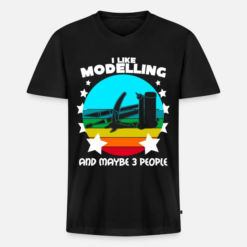 Modellbau Witz Tabletop Modellbauer - Männer Premium Bio T-Shirt mit V-Ausschnitt - Schwarz