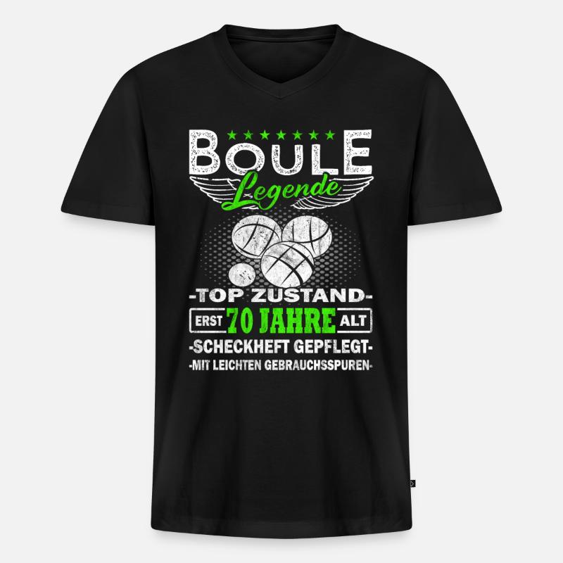 Boule - Boulespieler 70 Jahre - Männer Premium Bio T-Shirt mit V-Ausschnitt - Schwarz