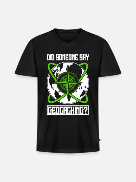 Geocacher World Map Geocache - Men's Premium Organic T-shirt with V-neck - black