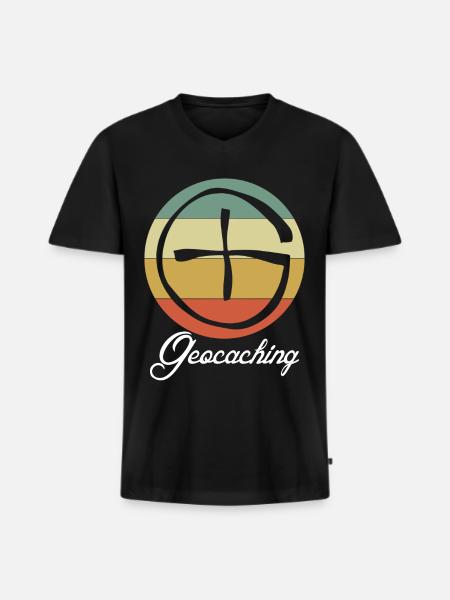 Geocacher retro Geocache - Men's Premium Organic T-shirt with V-neck - black