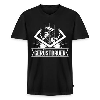 Gerüstbau Baustelle Gerüst Gerüstbauer - Männer Premium Bio T-Shirt mit V-Ausschnitt - Schwarz - Vorne - Nico (187cm)