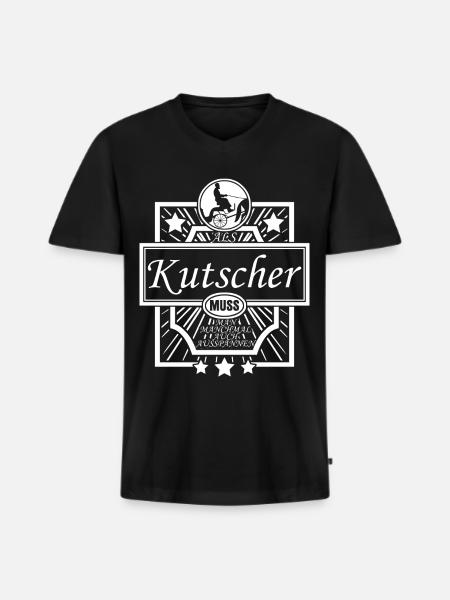 Kutsche Pferdekutsche Fuhrmann Kutscher - Männer Premium Bio T-Shirt mit V-Ausschnitt - Schwarz
