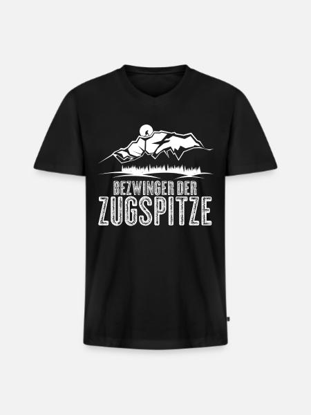 Bezwinger der Zugspitze - Männer Premium Bio T-Shirt mit V-Ausschnitt - Schwarz