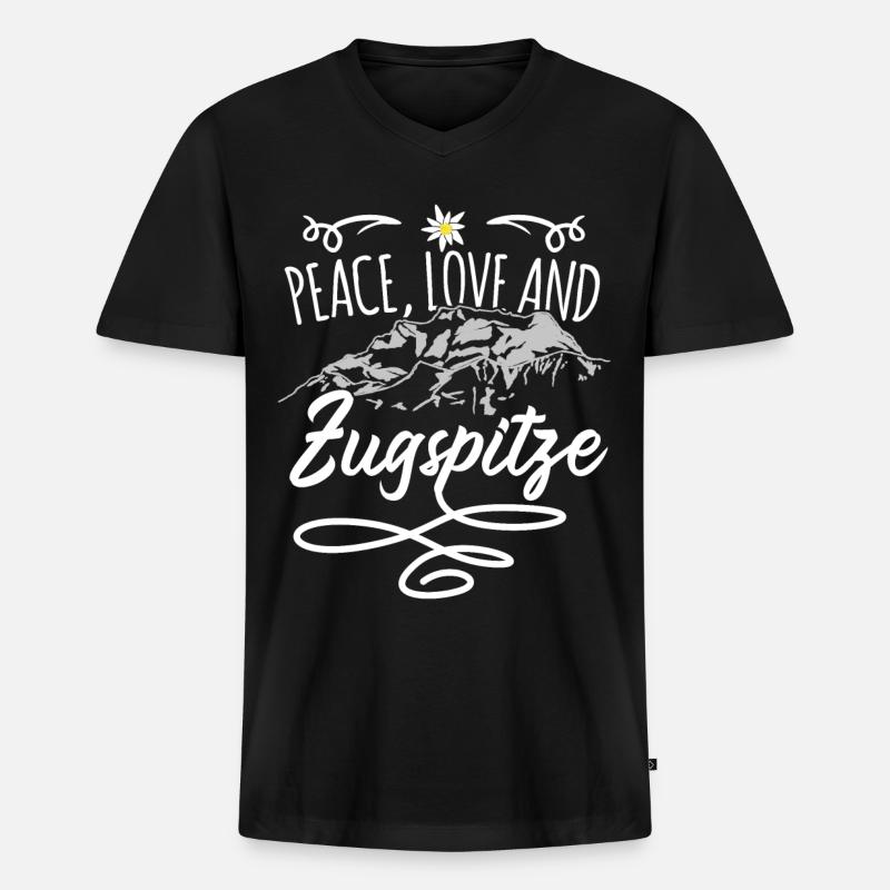 Zugspitze - Männer Premium Bio T-Shirt mit V-Ausschnitt - Schwarz