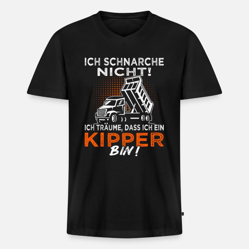 Kipper - Kipperfahrer - Muldenkipper - Männer Premium Bio T-Shirt mit V-Ausschnitt - Schwarz