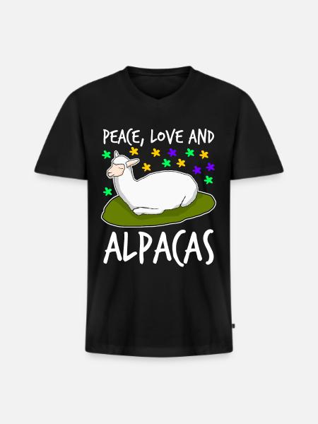 Alpaca Alpacas - Männer Premium Bio T-Shirt mit V-Ausschnitt - Schwarz