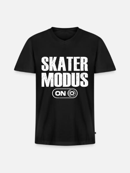 Skater Mode On Skateboarder Fan - Men's Premium Organic T-shirt with V-neck - black