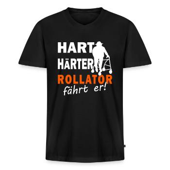 Hart Härter Rollator - Altenpfleger - Altenheim - Männer Premium Bio T-Shirt mit V-Ausschnitt - Schwarz - Vorne - Nico (187cm)