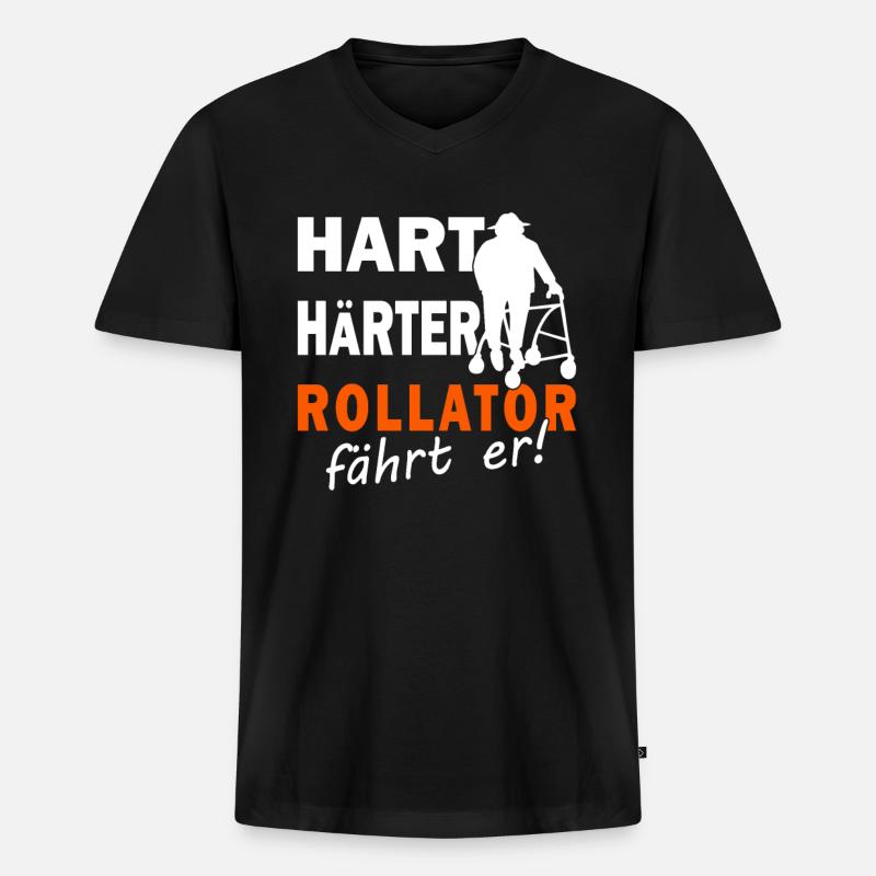 Hart Härter Rollator - Altenpfleger - Altenheim - Männer Premium Bio T-Shirt mit V-Ausschnitt - Schwarz