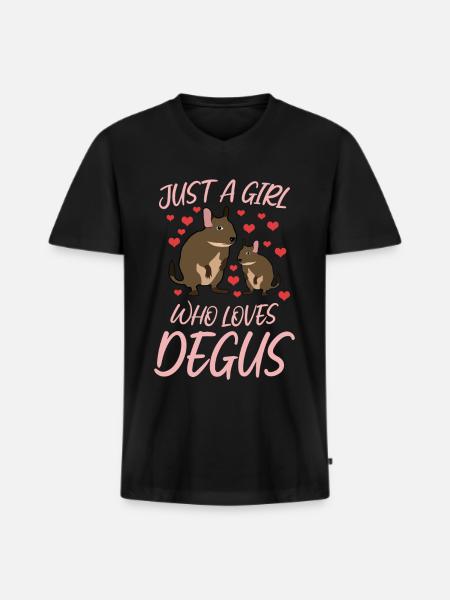 Degu Heart Degus - Men's Premium Organic T-shirt with V-neck - black