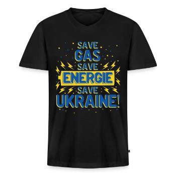 Sauver le drapeau ukrainien de l’Ukraine - T-shirt encolure en V Premium bio Homme - noir - Devant - Nico (187cm)