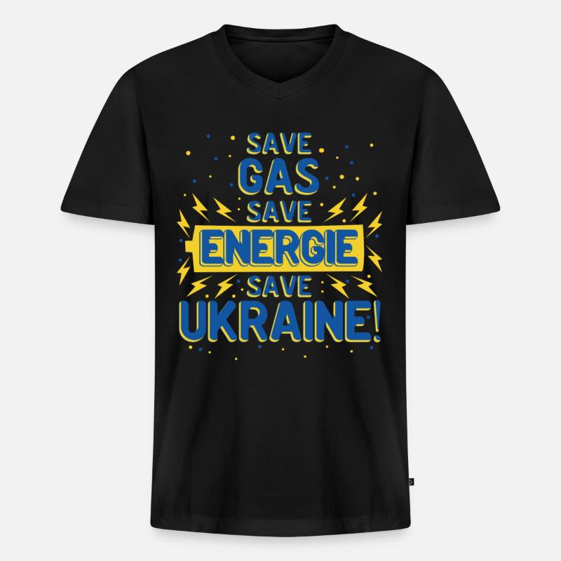 Save Ukraine Ukrainische Flagge - Männer Premium Bio T-Shirt mit V-Ausschnitt - Schwarz