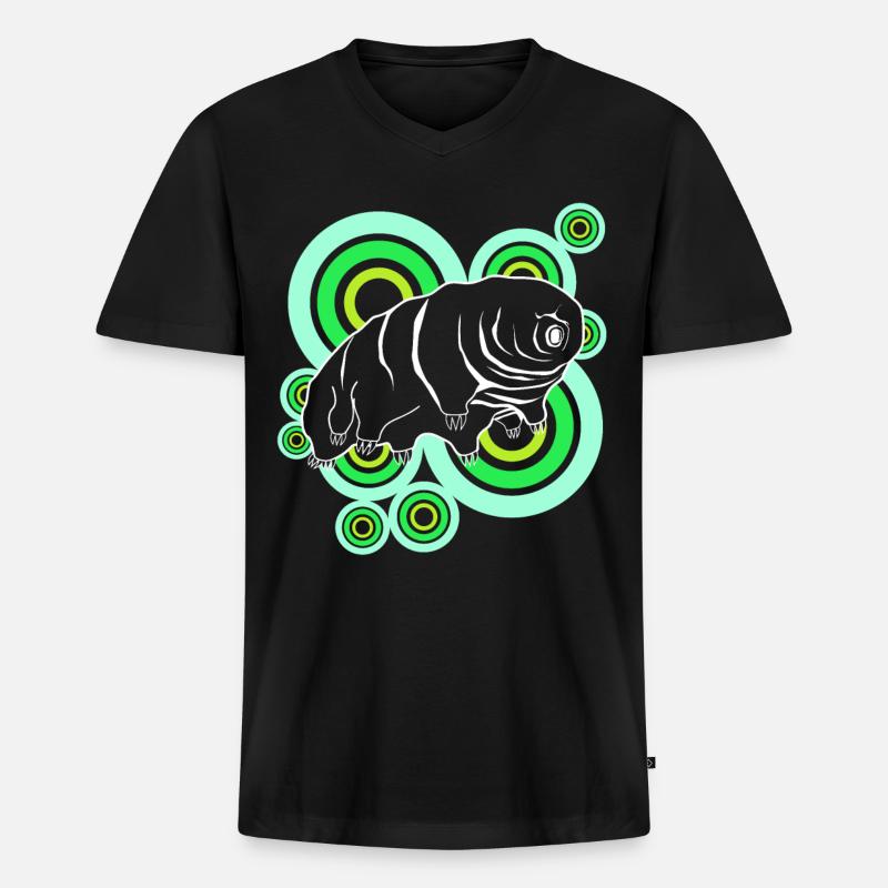 Tardigrade Retro Bärtierchen Wasserbär - Männer Premium Bio T-Shirt mit V-Ausschnitt - Schwarz