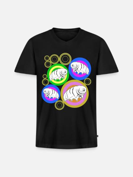 Tardigrade Retro Wasserbär Tardigrades - Männer Premium Bio T-Shirt mit V-Ausschnitt - Schwarz