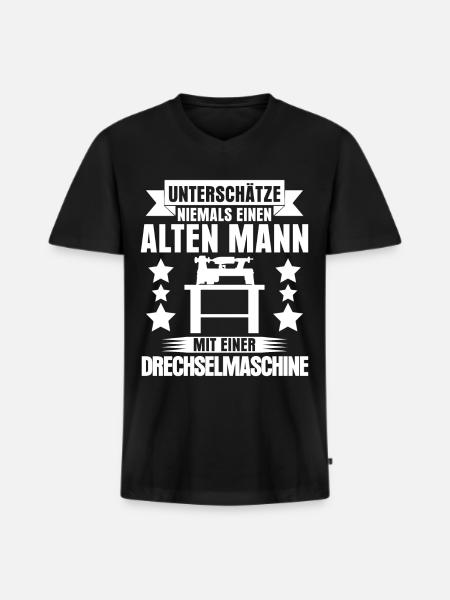 Drechsler Drechselmaschine Drechseln - Männer Premium Bio T-Shirt mit V-Ausschnitt - Schwarz