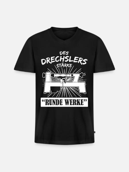 Drechsler Runde Werke Drechseln - Männer Premium Bio T-Shirt mit V-Ausschnitt - Schwarz