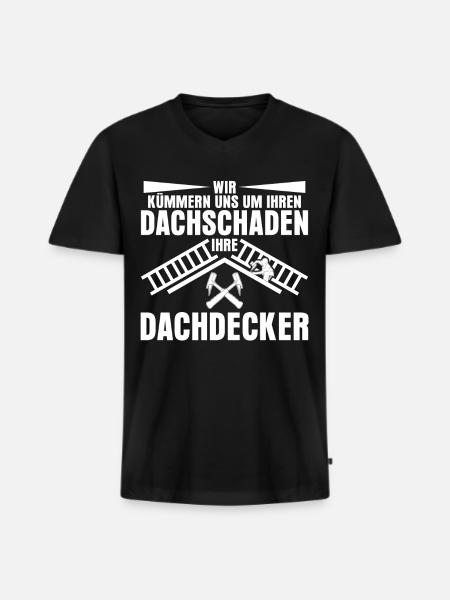 Dachdecker Dach decken Dachschaden - Männer Premium Bio T-Shirt mit V-Ausschnitt - Schwarz