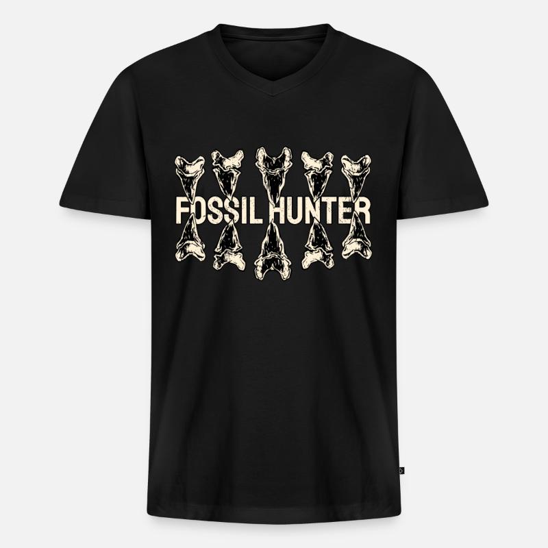 Fossil Hunter Paleontology Paleontologist - Men's Premium Organic T-shirt with V-neck - black