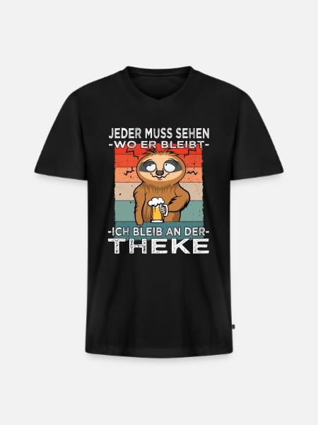 Biertrinker - Männerabend - Saufen - Männer Premium Bio T-Shirt mit V-Ausschnitt - Schwarz
