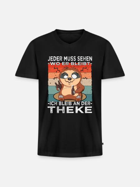 Biertrinker - Männerabend - Saufen - Männer Premium Bio T-Shirt mit V-Ausschnitt - Schwarz