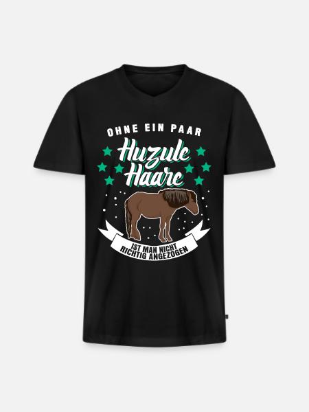 Huzule Reiter Pferd - Männer Premium Bio T-Shirt mit V-Ausschnitt - Schwarz