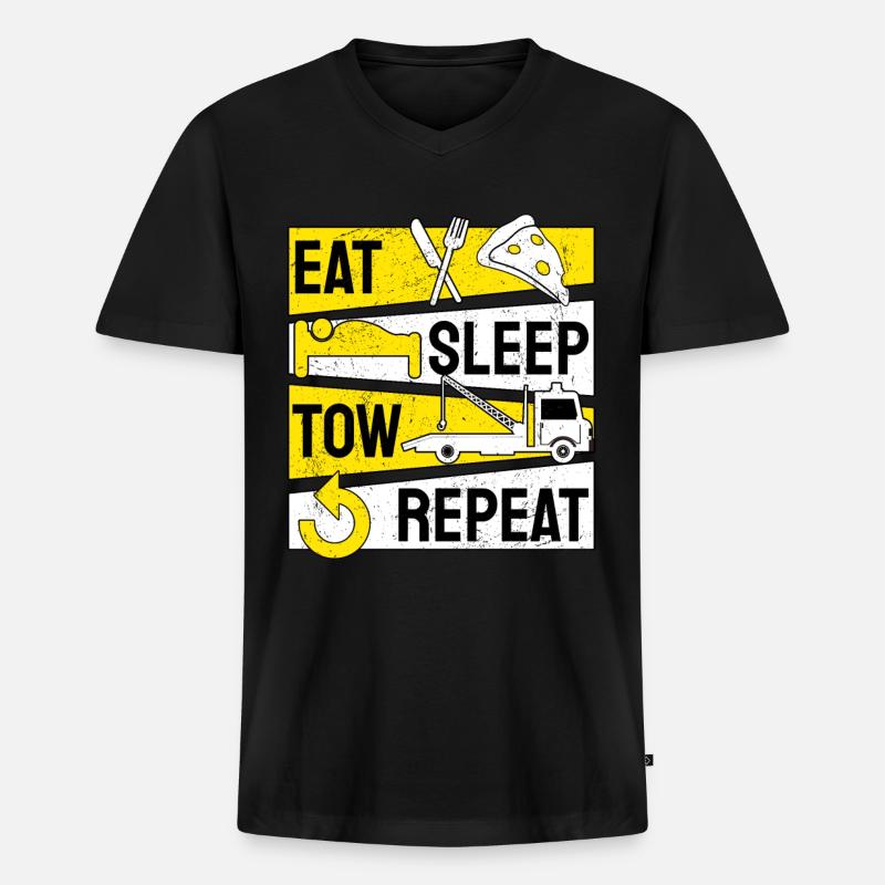 Abschlepper Abschleppdienst Abschleppwagenfahrer - Männer Premium Bio T-Shirt mit V-Ausschnitt - Schwarz