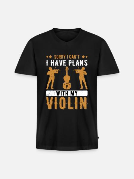 Geiger Geigenspieler Violine Violinist - Männer Premium Bio T-Shirt mit V-Ausschnitt - Schwarz