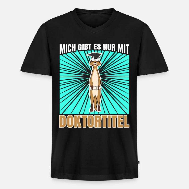 Doktortitel Erdmännchen Doktorarbeit - Männer Premium Bio T-Shirt mit V-Ausschnitt - Schwarz