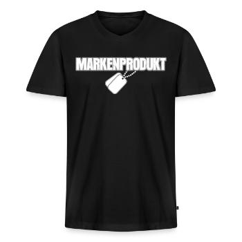 Feldjäger Soldat Militär Panzergrenadier - Männer Premium Bio T-Shirt mit V-Ausschnitt - Schwarz - Vorne - Nico (187cm)