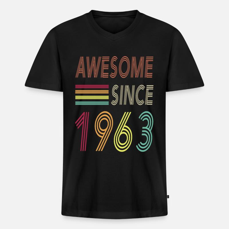 Awesome since 1963 - Männer Premium Bio T-Shirt mit V-Ausschnitt - Schwarz