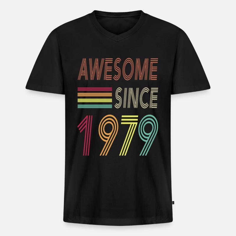 Awesome since 1979 - Männer Premium Bio T-Shirt mit V-Ausschnitt - Schwarz