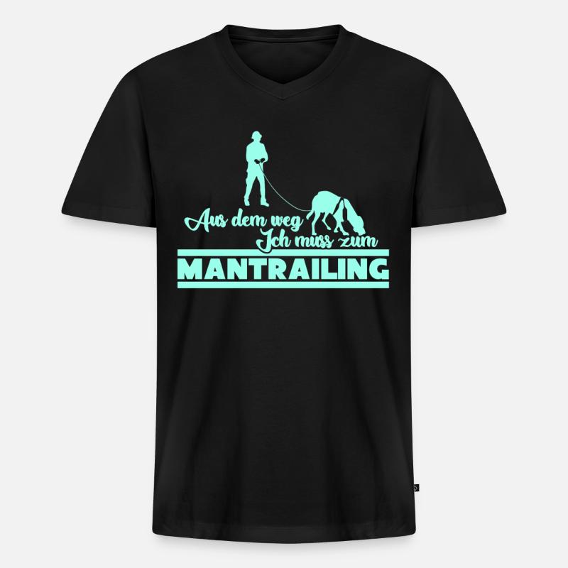Mantrailing Suchhund Hunde Mantrailer - Männer Premium Bio T-Shirt mit V-Ausschnitt - Schwarz