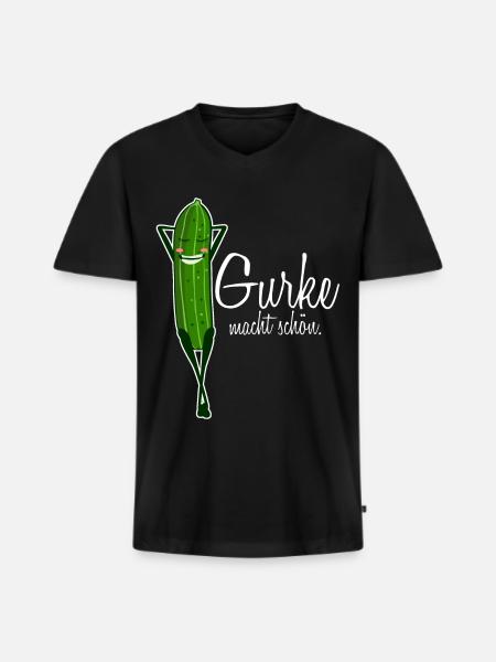 Gurke Gurken - Männer Premium Bio T-Shirt mit V-Ausschnitt - Schwarz