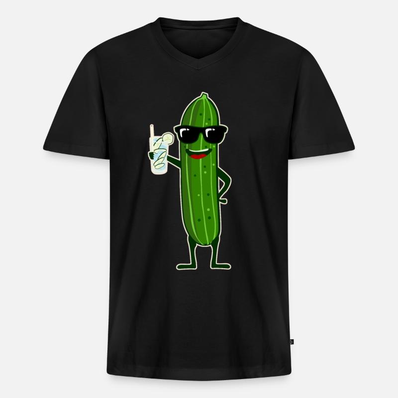 Gurke mit Cocktail Gurken - Männer Premium Bio T-Shirt mit V-Ausschnitt - Schwarz