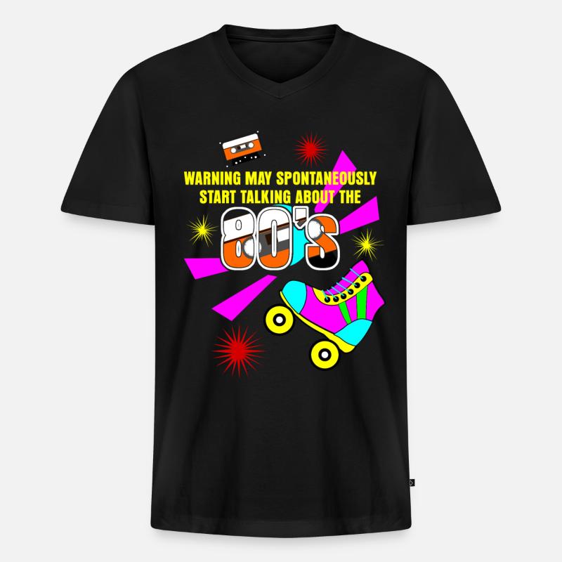 80er Rollschuhe 80th - Männer Premium Bio T-Shirt mit V-Ausschnitt - Schwarz