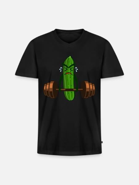 Concombre Culturisme Concombres - T-shirt encolure en V Premium bio Homme - noir