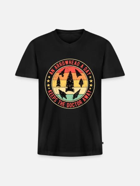 Pfeilspitzen Speerspitze Arrowhead - Männer Premium Bio T-Shirt mit V-Ausschnitt - Schwarz