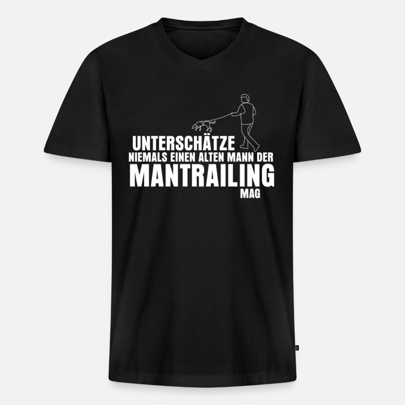 Mantrailing Hund Suchhund Mantrailer - Männer Premium Bio T-Shirt mit V-Ausschnitt - Schwarz