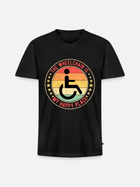 Rollifahrer Rollstuhlfahrer Gehbehinderung - Männer Premium Bio T-Shirt mit V-Ausschnitt - Schwarz