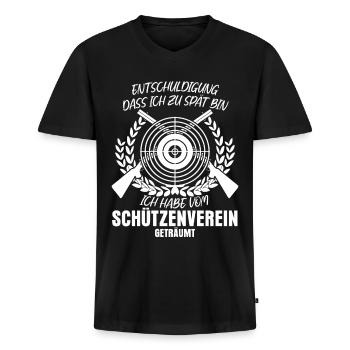 Schützenverein Schützenkönig Schießsport - Männer Premium Bio T-Shirt mit V-Ausschnitt - Schwarz - Vorne - Nico (187cm)